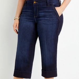 Maurice's High Rise Rolled Hem Cropped Jean size 14W